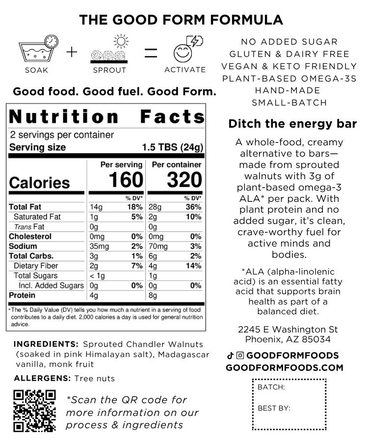 To-Go Sprouted Walnut Butter: Original - Creamy-