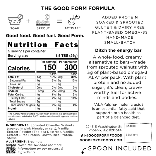 To-Go Sprouted Walnut Butter: Sugar Cookie -Crunchy