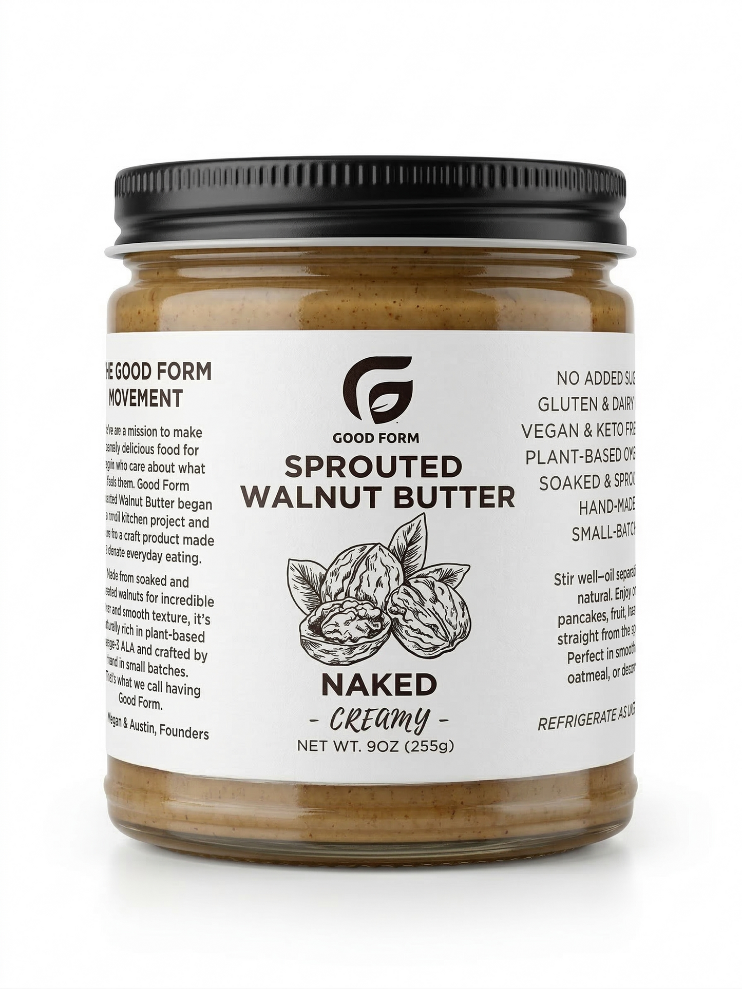 Naked Sprouted Walnut Butter — Creamy or Crunchy | One Ingredient