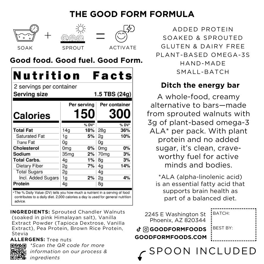To-Go Sprouted Walnut Butter: Sugar Cookie -Crunchy