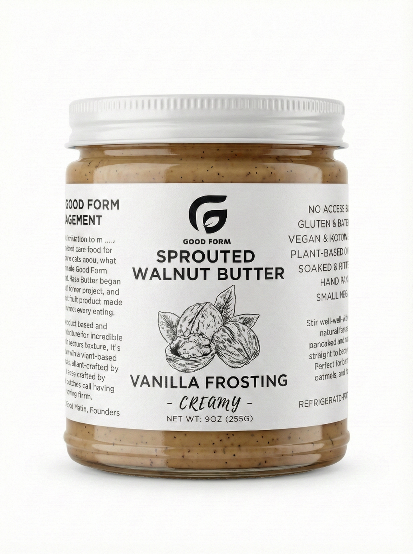 Vanilla Frosting Sprouted Walnut Butter — Creamy or Crunchy