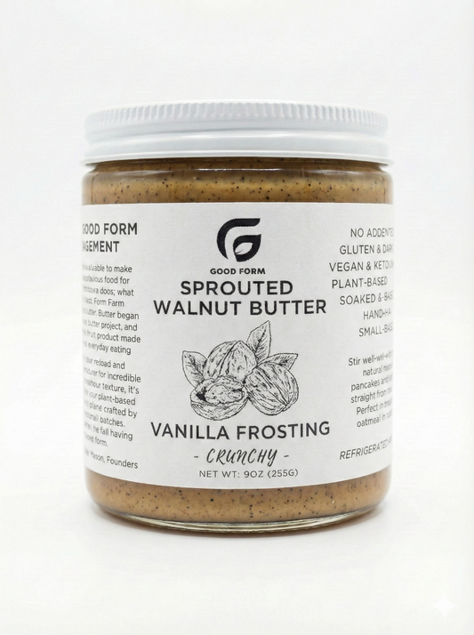 Vanilla Frosting Sprouted Walnut Butter — Creamy or Crunchy